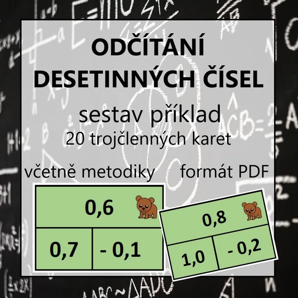 Sestav příklad - DESETINNÁ ČÍSLA - odčítání