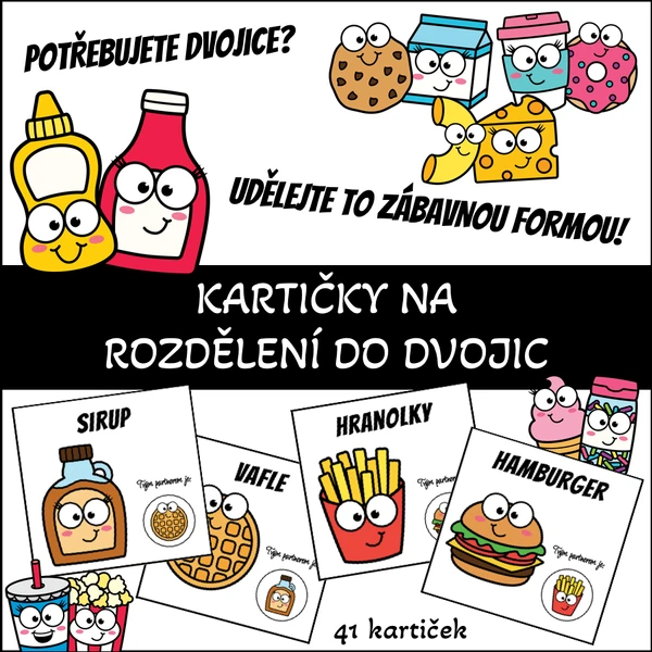 Kartičky na rozdělení do dvojic