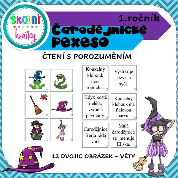 Čarodějnické PEXESO - čtení s porozuměním