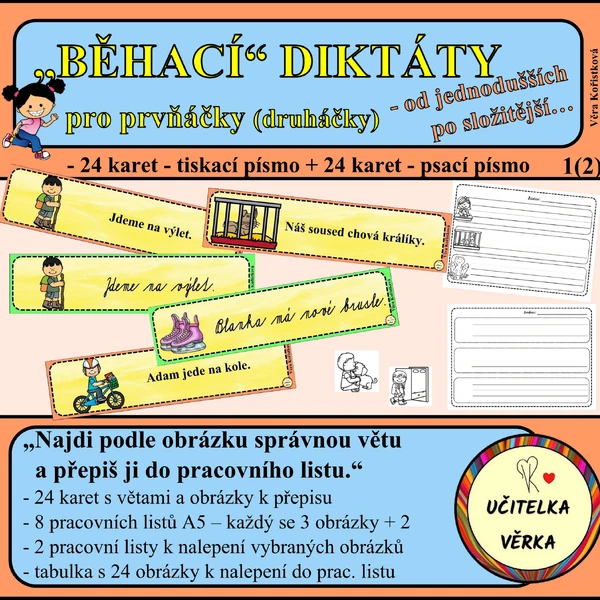 "BĚHACÍ" DIKTÁTY - VĚTY PRO PRVŇÁČKY (druháčky)