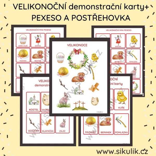 VELIKONOČNÍ demonstrační karty+ PEXESO A POSTŘEHOVKA