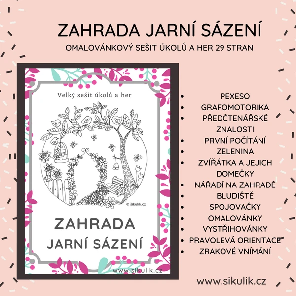 Sešit úkolů a her ZAHRADA jarní sázení