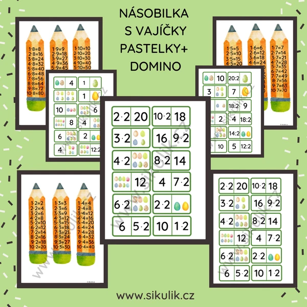 Násobilka záložky+ domino s vajíčky