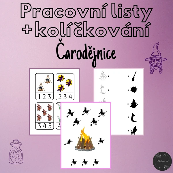 Čarodějnice, pracovní listy a kolíčkování