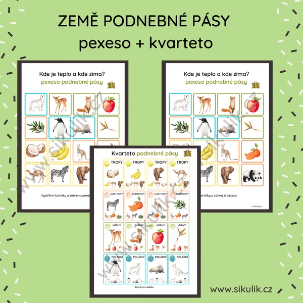  Země podnebné pásy PEXESO + KVARTETO