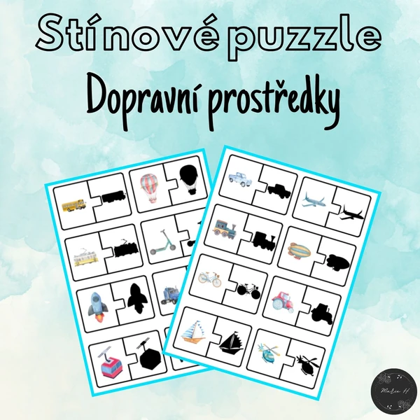Dopravní prostředky, stínové puzzle