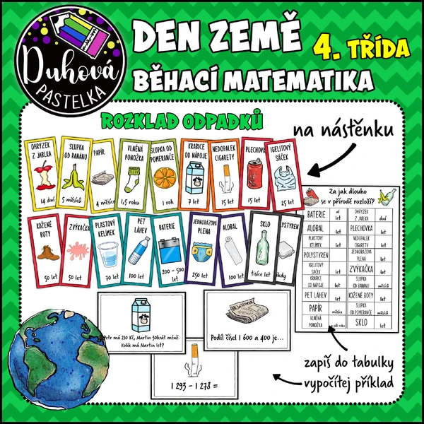 DEN ZEMĚ - běhací matematika - rozkládání odpadků