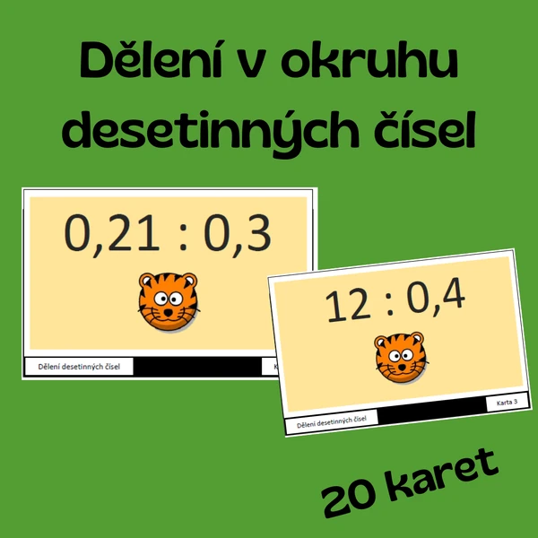Dělení desetinných čísel - karty