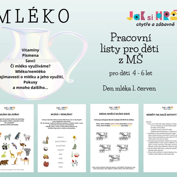 MLÉKO - pracovní listy a náměty na další aktivity