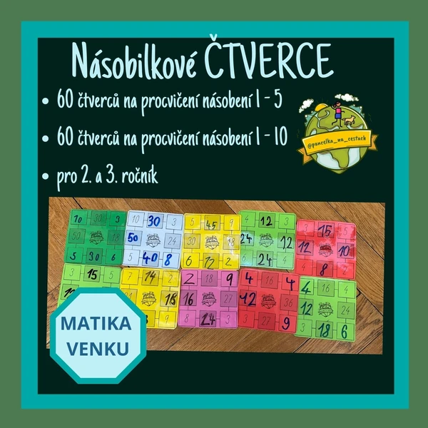 Násobilkové čtverce - procvičení násobení do 50 i do 100