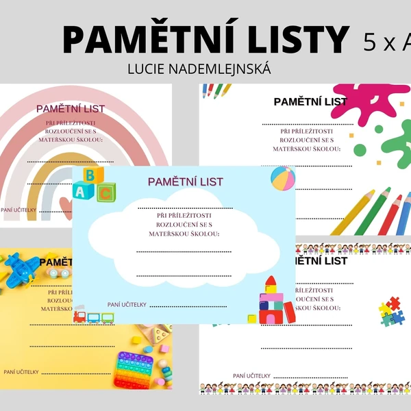 PAMĚTNÍ LIST k ukončení docházky v MŠ