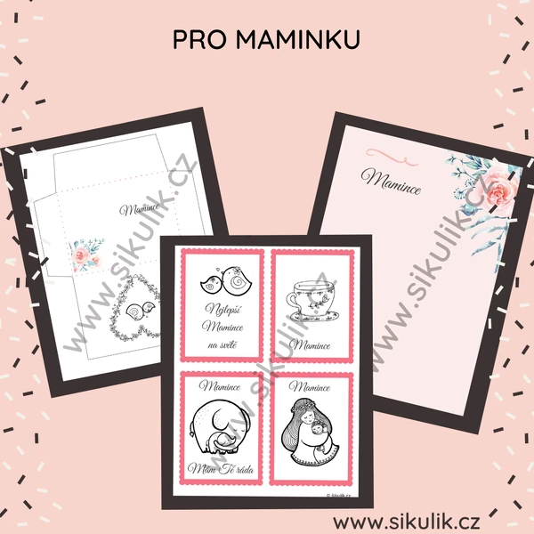Omalovánkové Pohlednice + Dopis Pro Maminku