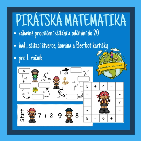 Pirátská matematika - sčítání a odčítání do 20