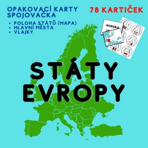Evropské státy: opakovací karty a spojovací aktivita
