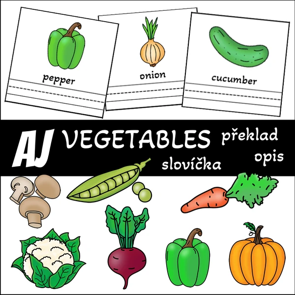 AJ - vegetables (zelenina) - opis, překlad, slovíčka