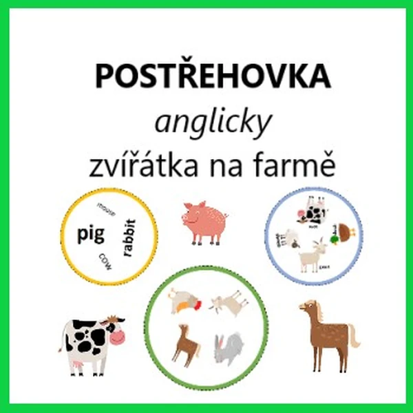 Postřehovka (anglicky)-zvířátka na farmě