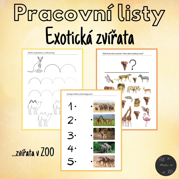 Exotická zvířata, pracovní listy