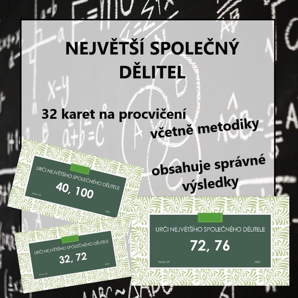 NEJVĚTŠÍ SPOLEČNÝ DĚLITEL - 32 karet na procvičení