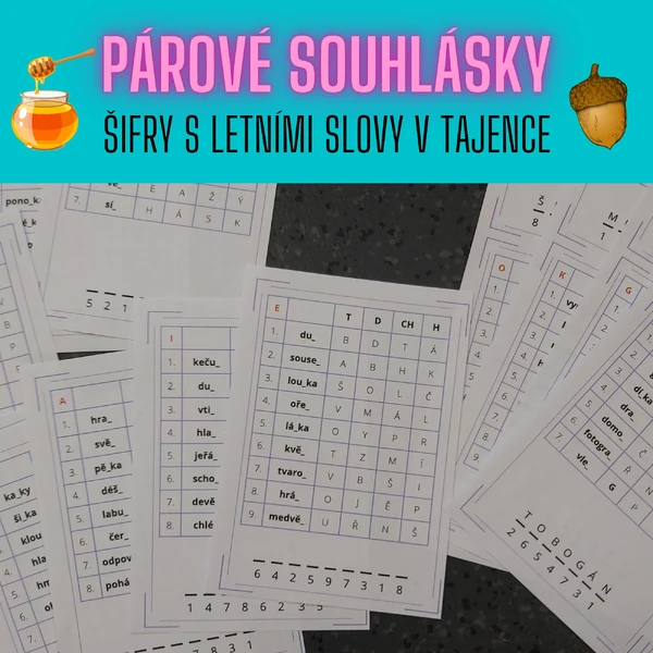 Párové souhlásky (spodoba znělosti) - šifry s letními slovy v tajence