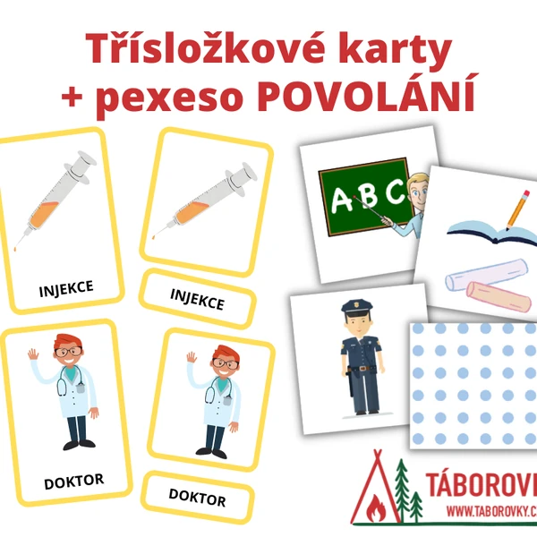 Třísložkové karty + pexeso povolání