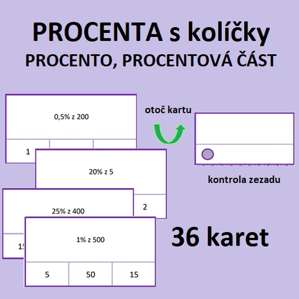 PROCENTA s kolíčky (procento, procentová část)