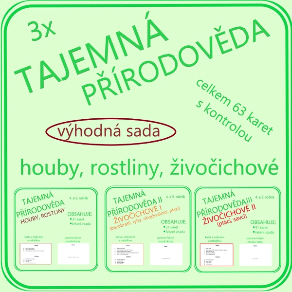 Tajemná přírodověda - soubor (houby, rostliny, živočichové)