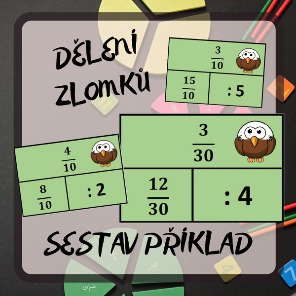 Sestav příklad - ZLOMKY - dělení celým číslem