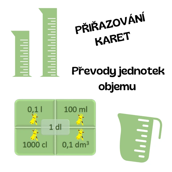 Převody jednotek - OBJEM - přiřazování kartiček