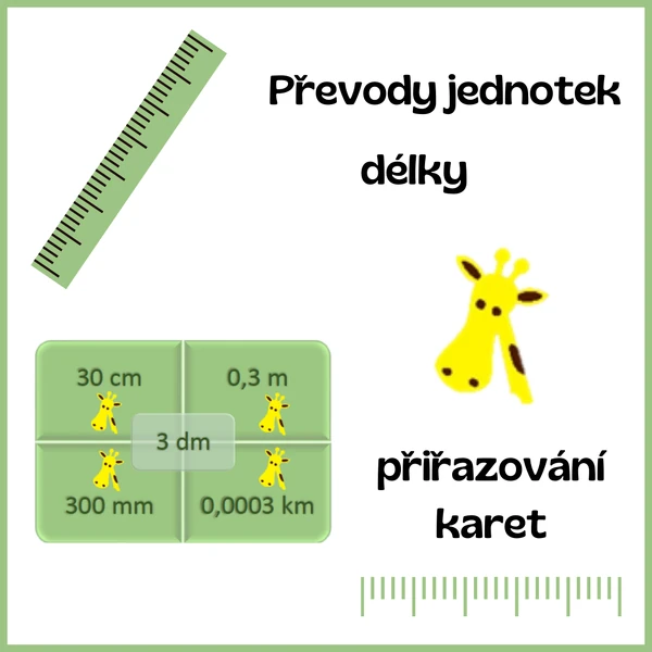 Převody jednotek - DÉLKA - přiřazování kartiček
