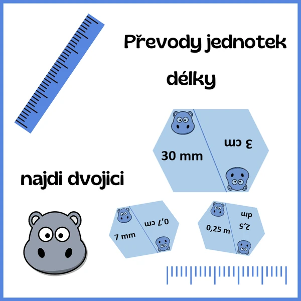 Převody jednotek - DÉLKA - hledání dvojice