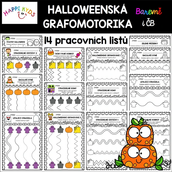 HALLOWEENSKÁ GRAFOMOTORIKA - pracovní listy