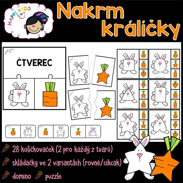 NAKRM KRÁLÍČKY - Sada na rozlišování 14 tvarů