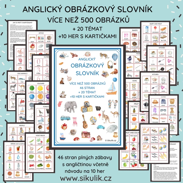 ANGLICKÝ  OBRÁZKOVÝ SLOVNÍK v kartičkách + 10 her BONUS