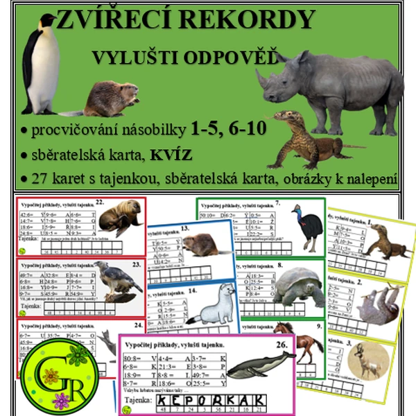 ZVÍŘECÍ REKORDY- opakujeme násobilku