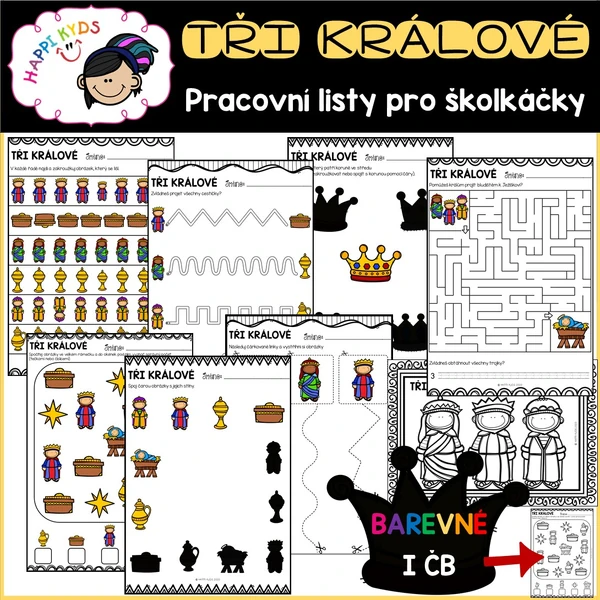 TŘI KRÁLOVÉ - pracovní listy pro školkáčky