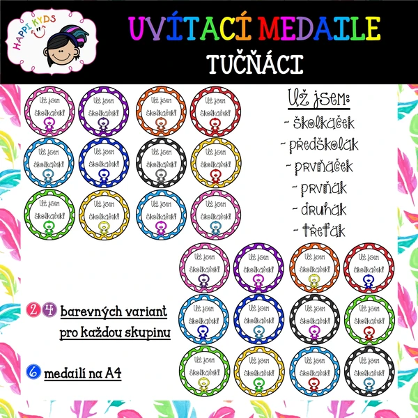 UVÍTACÍ MEDAILE - TUČŇÁCI - od školky po 3. třídu