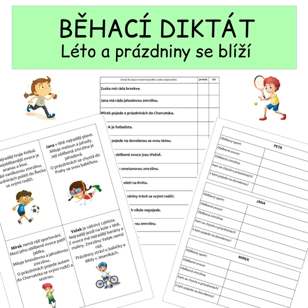 Běhací diktát - léto a prázdniny se blíží