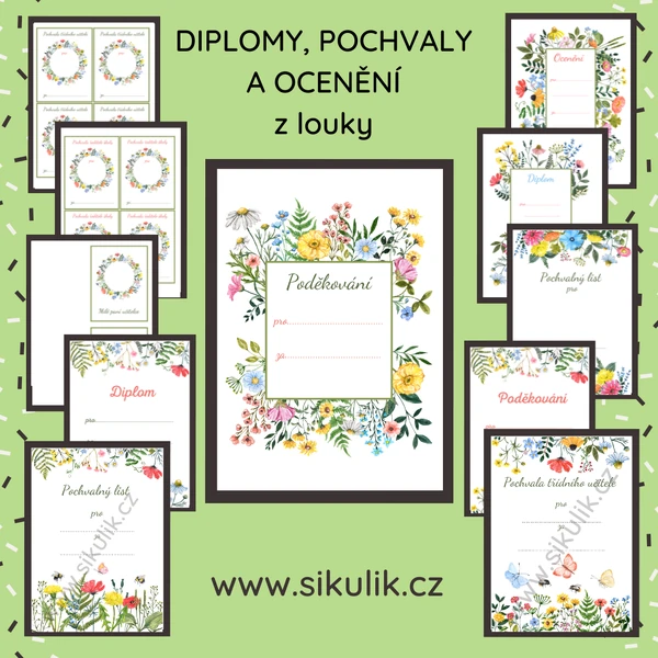 DIPLOMY, POCHVALY A OCENĚNÍ z louky