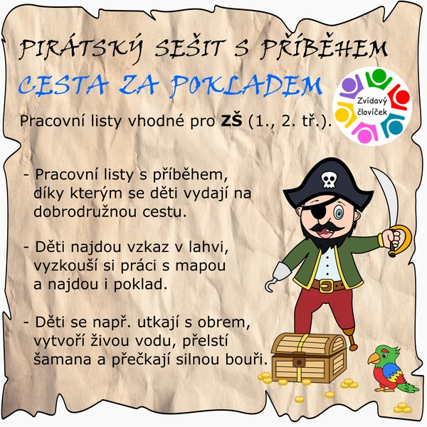 Pirátský pracovní sešit ZŠ: CESTA NA OSTROV POKLADŮ️