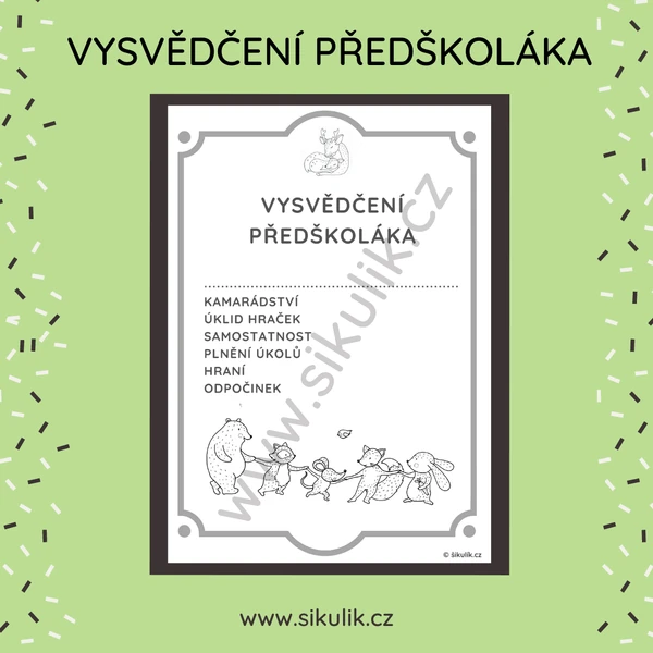 Vysvědčení předškoláka