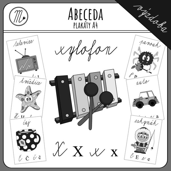 Obrázková abeceda - černobílá