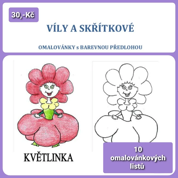 Víly a skřítkové - omalovánky