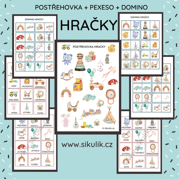 SOUBOR HER (PEXESO, DOMINO POSTŘEHOVKA) HRAČKY