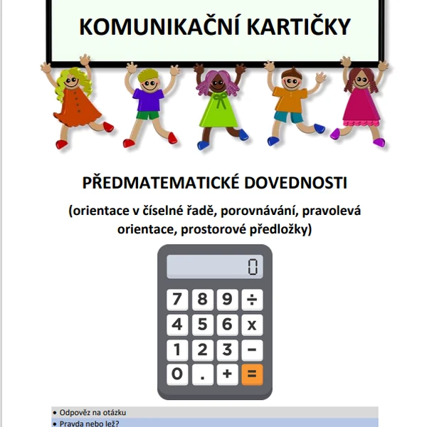 Komunikační kartičky - PŘEDMATEMATICKÉ DOVEDNOSTI 