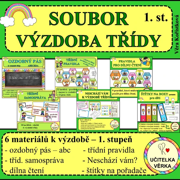 SOUBOR 6 MATERIÁLŮ K VÝZDOBĚ TŘÍDY- 6v1 – BAREVNÁ ŘADA