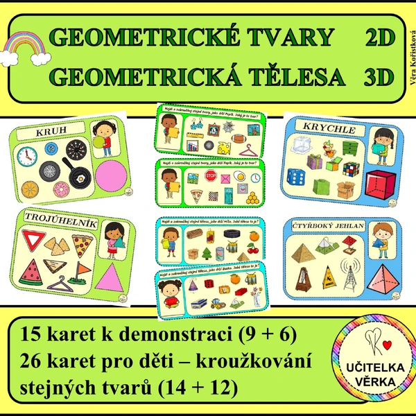 GEOMETRICKÉ TVARY + GEOMETRICKÁ TĚLESA - barevná řada