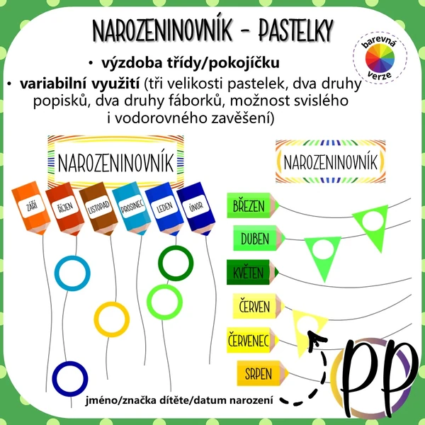 Narozeninovník - pastelky (výzdoba)
