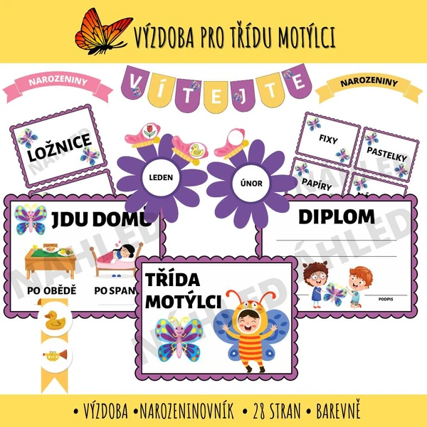 Výzdoba a narozeninovník - Motýlci