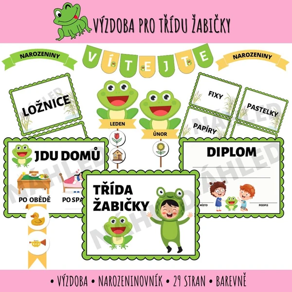 Výzdoba a narozeninovník - Žabičky a Žabky