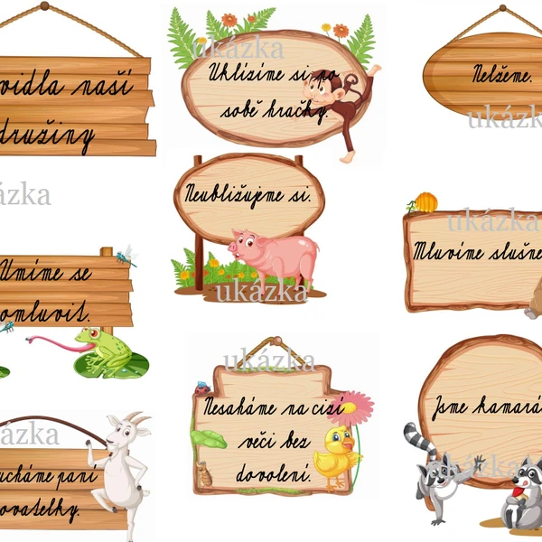 Pravidla školní družiny - dřevěné se zvířátky